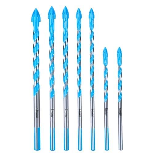 Image of toolant Concrete Drill Bit Set & Masonry Drill Bit Set, Four Cutting Edges Masonry Drill Bit Set for Concrete/Glass/Brick/Cement/Tile, Industrial Strength Carbide Drill Bit Tip, 4-10mm Box of 7