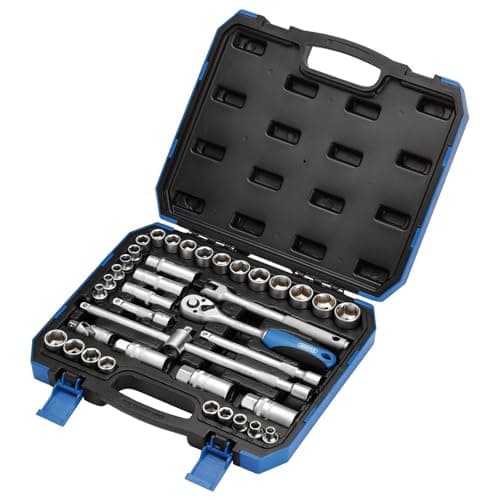 Image of Draper 39 Piece Set Square Drive Combined mm/AF Socket 3/8" Length - DIY Home Workshop Professional & Car Kit
