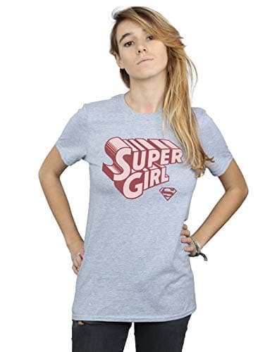 Image of DC Comics Women's Supergirl Retro Logo Boyfriend Fit T-Shirt Sport Grey X-Large
