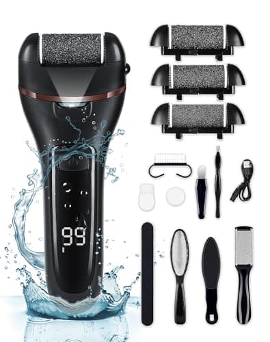 Image of Electric Foot File Hard Skin Remover Professional 16 in 1 Pedicure Sets for Feet with 3 Replacement Rollers & 2 Speeds Battery Display Callus Remover Foot Care Kit for Dry Dead Skin Cracked Heels