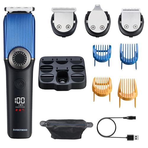 Image of BarberBoss 5-in-1 Men's Trimmer – Cordless Beard & Hair Grooming Kit, Nose Hair Trimmer, Waterproof Clippers, Rechargeable Body Groomer Men, Men's Clipper