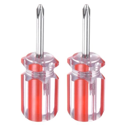 Image of sourcing map 2pcs PH2 Short Phillips Screwdriver #2 Stubby Magnetic Screwdrivers CR-V Small Pocket Screwdriver for DIY Repairing, Red