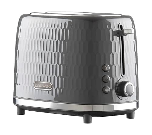 Image of Daewoo Hive Collection, 2 Slice Toaster, Easy Cleaning, Safety Features, Cord Storage, High Lift Lever, Browning Controls, Defrost, Reheat, Cancel Functions, Part Of A Collection, Grey