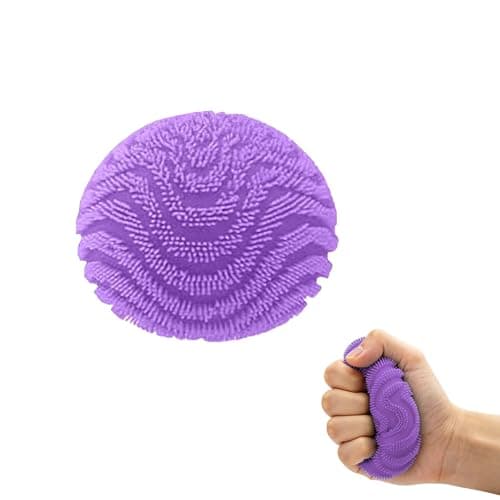 Image of Fuzz Ball Fidget Stress Toy,Squishy Stress Ball,Giant Puffer Ball,Sensory Jiggly Ball,Squishy Stress Drop Malt Fuzz Balls Sensory for Anxiety Stress Relief,Easter Party Favors (Purple)