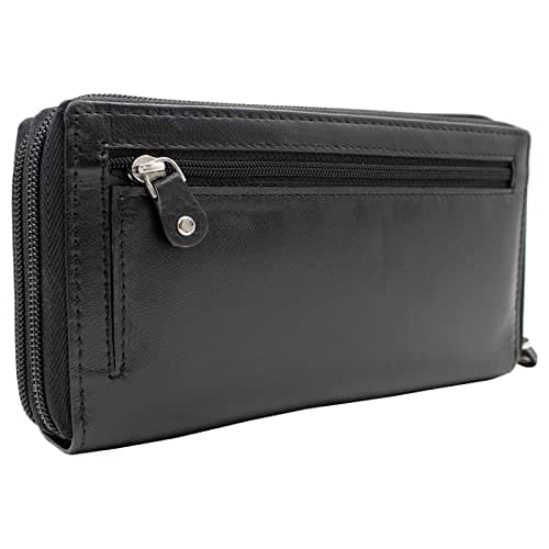 Image of Paul Walter Premium Leather Checkbook Cover Universal with RFID Blocking Black Classic Design Slim Perfect for Personal & Business Wallet, Black, Checkbook Cover Wallet