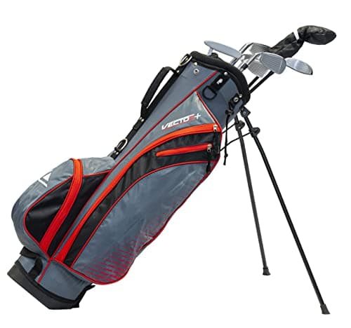 Image of Longridge Men's Vector + Golf Package Set with Cart/ Stand Bag Including Wood, Irons, Putter Golf Clubs