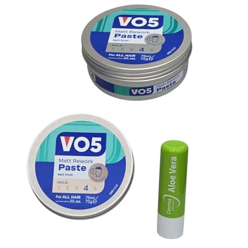 Image of VO5 Matt Rework Paste 75ml Twin Pack New Packaging – Flexible Hold, Rough Texture, Perfect for Everyday Styling With Free Aloe Vera Lip Balm