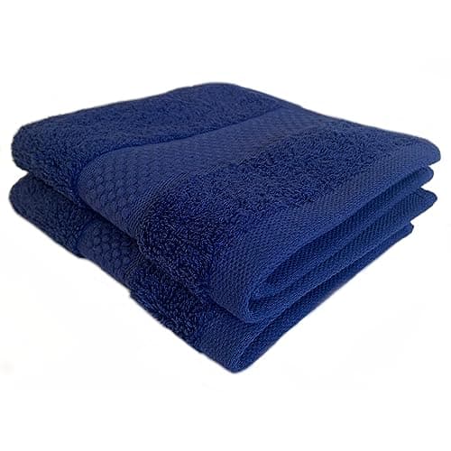 Image of Sue Rossi Face Cloths Pack of 2 or 6, Turkish Combed Cotton, 30cm x 30cm Wash Cloth Fingertip Flannel, Soft & Absorbent, 600gsm Thick Bathroom Towels Set (Navy Blue, 2)