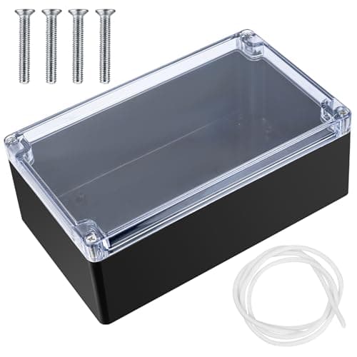 Image of IP65 Waterproof Junction Box, Electronics Project Box, Plastic Clear Cover Project Junction Box Enclosure Case, Electrical Box Outdoor Cable Connector Boxes (black transparent, 200X120X75MM)