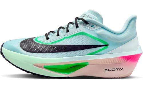 Image of Nike Women's Zoom Fly 6 Road Running Shoes, Glacier Ice/Black/Hyper Pink/G, 4.5