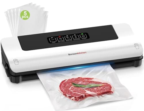 Image of Bonsenkitchen Compact Vacuum Sealer - Fast Automatic Food Vacuum Sealer, Vacuum machine vacuum for 15 seconds for Sous Vide, Meats and Meal Preparation - Keep Food Fresh Longer (Pearl White)