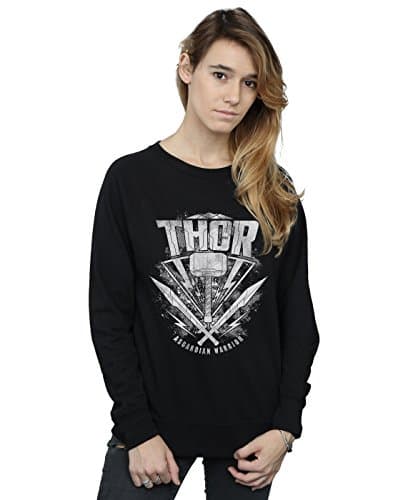 Image of Marvel Women's Thor Ragnarok Hammer Logo Sweatshirt Black Small