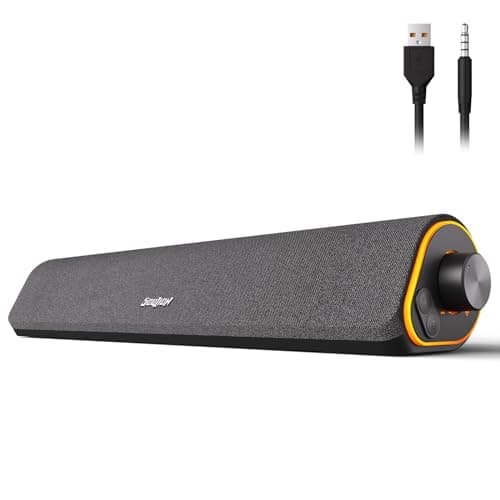 Image of SOULION R50 PC Speakers, Bluetooth Computer Speakers USB Powered, 3.5mm Aux Input, Colorful Lights Soundbar with Switch Button, Stereo Surround Soundbar for PC, Desktop, Laptop
