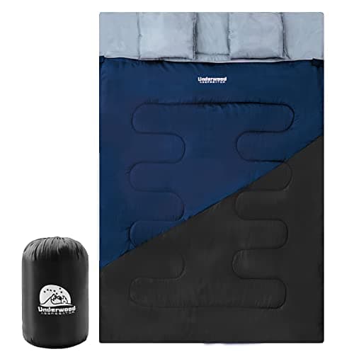 Image of Double Sleeping Bag for Adults and Kids - Lightweight SleepingBag with 2 Pillows, 2 Man Large Sleeping bag for Camping, Waterproof 3 Season Sleeping Bag for Outdoor, Hiking by Underwood-Aggregator