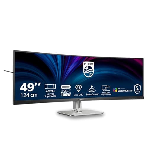 Image of Philips 49B2U5900C 48.8 inch DQHD Monitor Curved, 75Hz, RJ45, VA Panel, 4ms GtG, Adaptive Sync, HDR400, Height Adjustment, Speakers, (5120x1440 HDMI 2x 2.0 DP USB Hub) Dark Gray