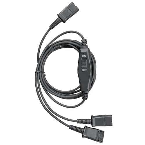 Image of Training Y Splitter Adapter Cable to QD Headphone Compatible with All Plantronics Quick Disconnect Headsets with in-line Volume Mute Controls for Call Center, Supervising, Training, PC, Landline Phone