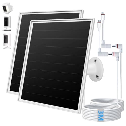 Image of 8W Solar Panel for Ring Camera, Solar Charger with DC35*135 Port and 3M/9.8FT Cable (Barrel Plug to USB-C Adapter), Fits Ring Stick Up Cam Battery, Spotlight Plus/Pro with Fast Charging Capability