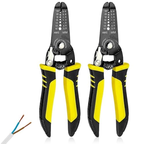 Image of 2 Pcs 10-22 AWG Wire Strippers Electrical, Electric Cable Stripper Electrical Wire Strippers, Precision Durable Wires Stripper Tool, Professional Manual Tools for Household Industrial Maintenance