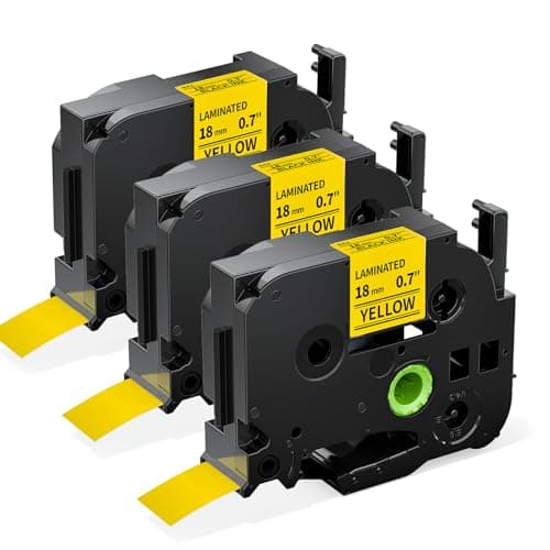 Image of Upwinning TZe-641 Label Tape Yellow 18mm Compatibel with Brother P Touch Label Tape 18mm Yellow, Tze641 Tze 641 Compatible for Brother P-Touch Label Printers D400 D450 D460 E300VP H500, 3 Pack