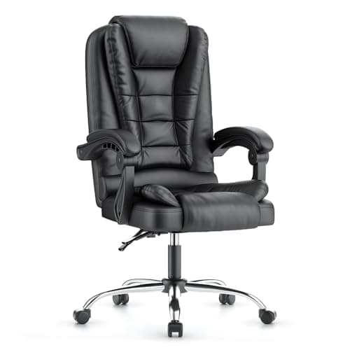 Image of naspaluro Executive Office Chair High Back Desk Chair with Spring-Packed Seat Ergonomic Recliner Computer Chair Gaming Chair with Tilt Function Heavy Duty for Home Office Working (Black PU Leather)