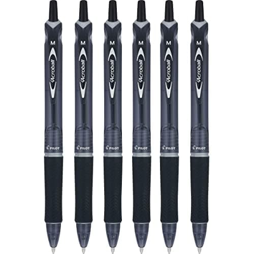 Image of PILOT Acroball Colors Advanced Ink Refillable & Retractable Ball Point Pens, Medium Point, Black Ink, 6 Pack