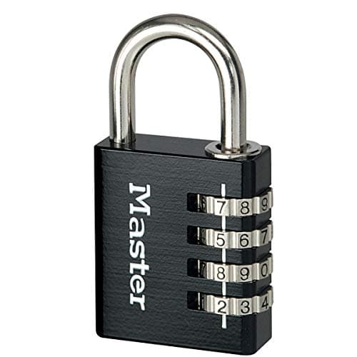 Image of Master Lock 7640EURDBLKCC Combination Padlock in Aluminium, Black, 4 x 7,8 x 1,5 cm