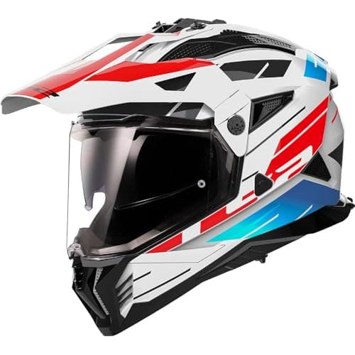 Image of LS2 Pioneer II Adventure Motorcycle Motocross Helmet - Namib - White Blue Red - M