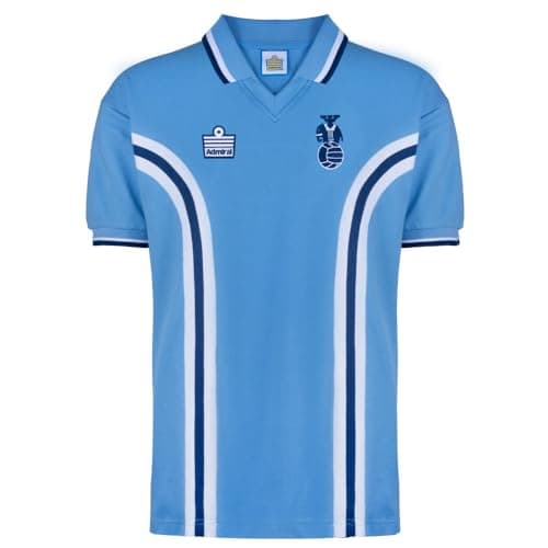 Image of Score Draw Coventry 1978 Admiral Retro Football Shirt Blue/White Medium Cotton