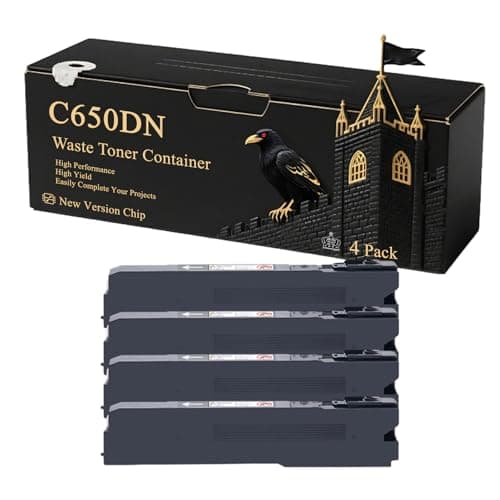 Image of C650DN Waste Toner Container Compatible for Okidata OKI C650 C650dn Printers, With Chip, 20000 Pages, Vibrant Colours (4 Pack Black)