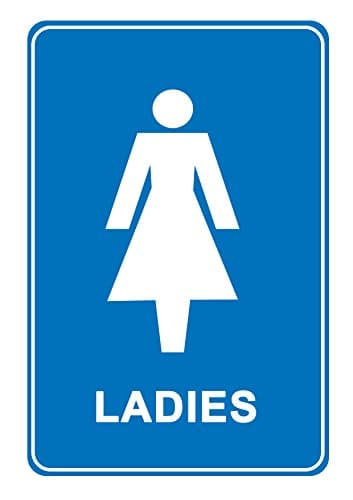Image of 2 x Ladies, women Toilet - Information Sign Removable Self Adhesive Waterproof Durable Vinyl Label Sticker 225mm x 160mm