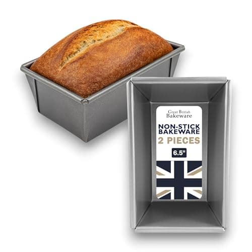 Image of Great British Bakeware 2 Pack 1LB 16.5cm Superior Double Coated Non-Stick Loaf Tin, Bread Pan, Cake Tin, Baking, Oven Safe Baking Loaf Pan, PFOA & BPA Free Cookware, Made in England