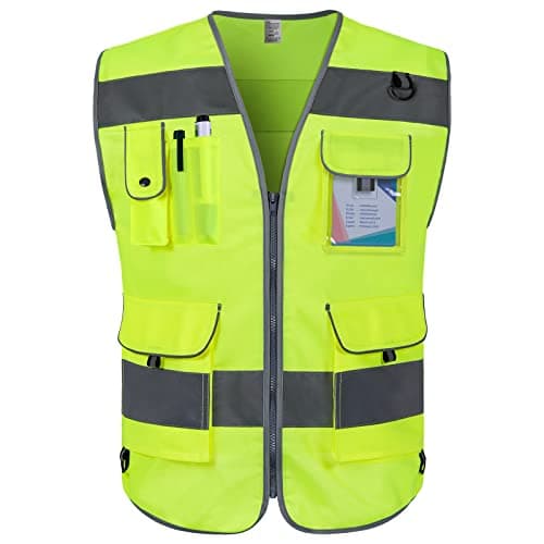 Image of Graunton Hi Vis Vests 9 Pockets High Visibility Reflective Safety Vest for Men Women, High Vis Work Vest with Reinforced Sewing, Durable to Use, Meets ANSI/ISEA Standards, (UK-Yellow, XX-Large)