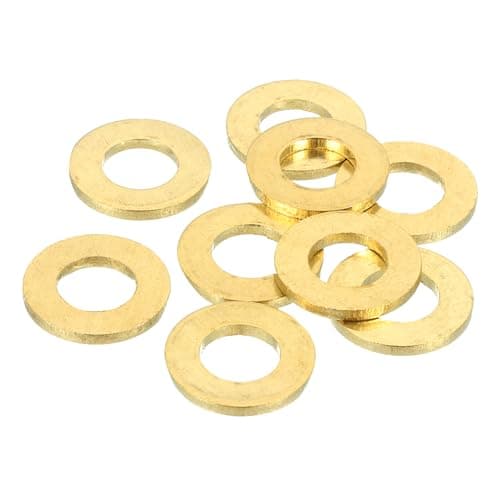 Image of sourcing map 9 Pack Brass Flat Washer, M10 Copper Washers Crush Washer Kit Assortment, 10mm ID, 20mm OD, 2mm Thick for Bolts Screws Machinery Repair, Outdoor Construction