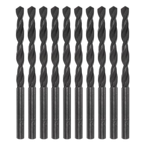 Image of sourcing map 10pcs Jobber Drill Bits 5mm (3/16") Nitride Coated High Speed Steel (HSS) 4241 Twist Drill Bits for Stainless Steel Copper Aluminum Alloy Metal Wood Plastic, Black