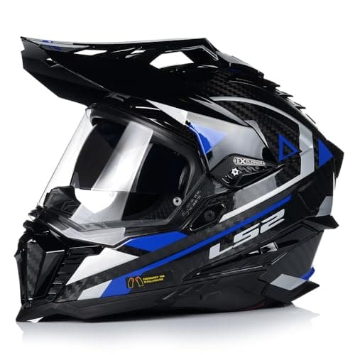 Image of FULL FACE CARBON FIBRE OFF ROAD ENDURO ADVENTURE HELMET ls2 MX701 EXPLORER Motocross Motorbike ECE22.06 Crash Racing Motorcycle Helmet (Adventure Blue,M)