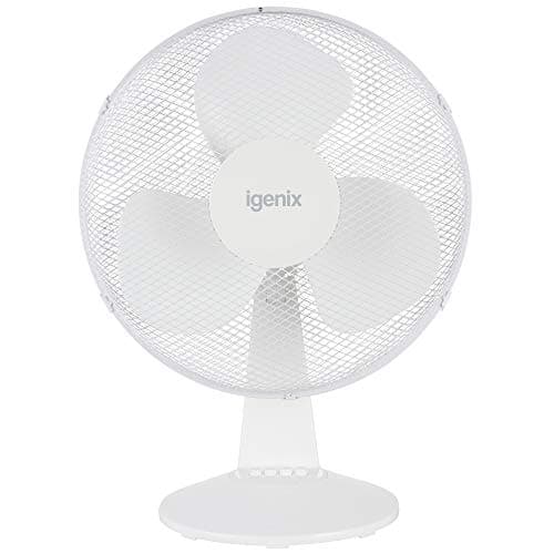 Image of Igenix DF1610 16” Portable Desk Fan – 50W, 3 Speed Settings, Quiet Oscillating Airflow with Adjustable Tilt – Ideal for Home, Office or Bedside – White