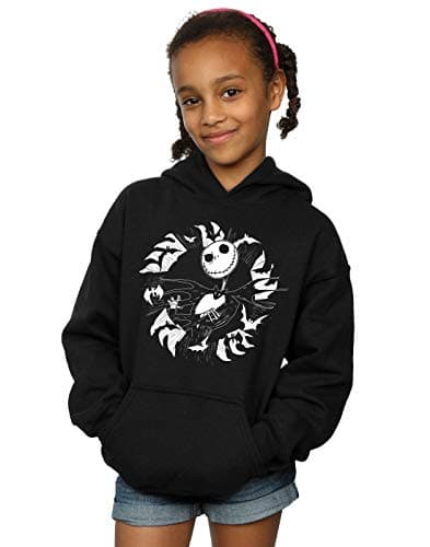 Image of Disney Girls Nightmare Before Christmas Jack Bat Circle Hoodie Black 5-6 Years