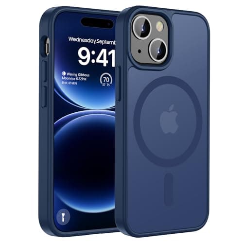 Image of ORDA Magnetic Case for iPhone 15 Case Compatible with MagSafe,for iphone 15 phone case Translucent Matte Back Slim,Military Grade Drop Proof Hard Back Protective Cover 6.1-Deep Blue