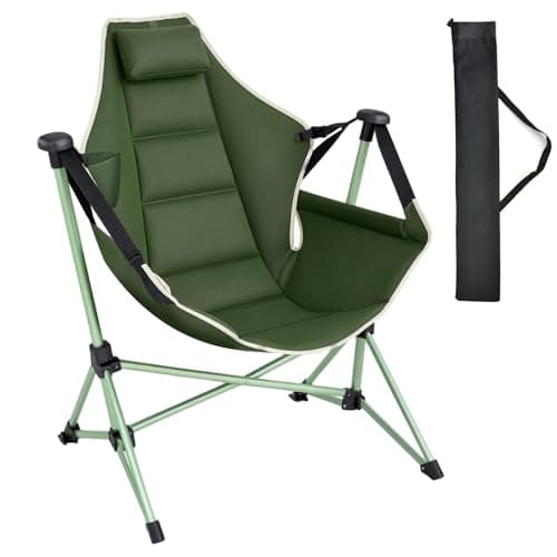 Image of OKSTENCK Hammock Camping Chair with Adjustable Backrest, Heavy Duty Folding Swinging Chair Supports 180 KG, Portable for Camping, Travelling and Patio Green.