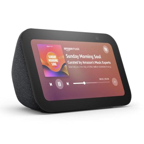 Image of Echo Show 5 (Newest gen), Smart display and alarm clock with clearer sound, Charcoal, with Alexa+ Early Access