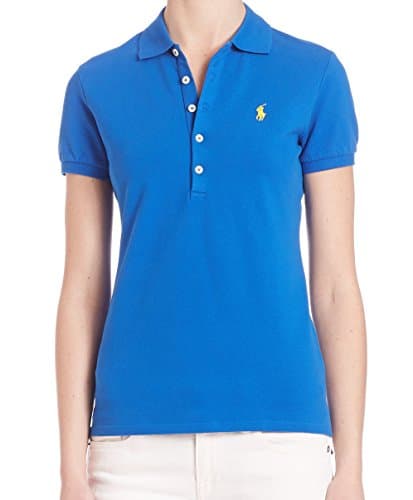 Image of Polo Ralph Lauren Women’s Skinny Stretch Polo Shirt (X-Large, Hydro Blue/Yellow Pony)