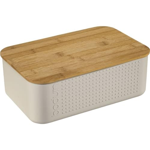 Image of BODUM 11740-913 BISTRO small bread box, Plastic, Wood, White, 19.39 x 29.4 x 10.7 cm, S