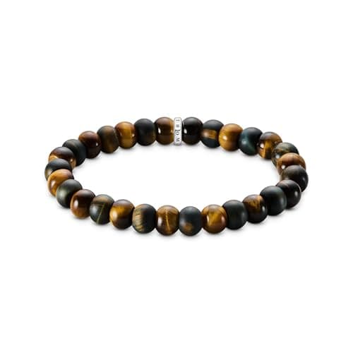 Image of Thomas Sabo Tiger Eye Bracelet Brown Gold Blue Gold Recycled 925 Silver 21cm A2196-826-2-L21