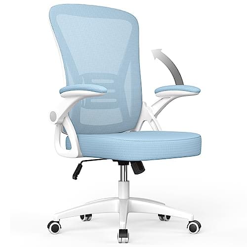 Image of naspaluro Office Chair Ergonomic Desk Chair with 90° Flip-up Armrest Lumbar Support, Height Adjustable Office Desk Chair, Executive Swivel Computer Chair with Padded Seat Cushion for Home/Office-Blue