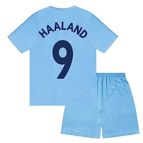 Image of MANCHESTER CITY FC Boys Haaland 9 Sublimation Short Pyjamas Navy 6-7 Years