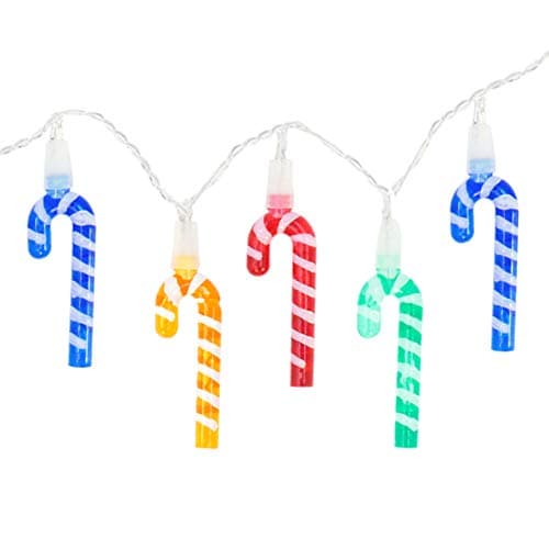 Image of The Christmas Workshop 78260 20 Mini LED Candy Cane Christmas String Lights | Multi-Coloured Indoor Decorations | 1.9M Lead Length | Battery Operated