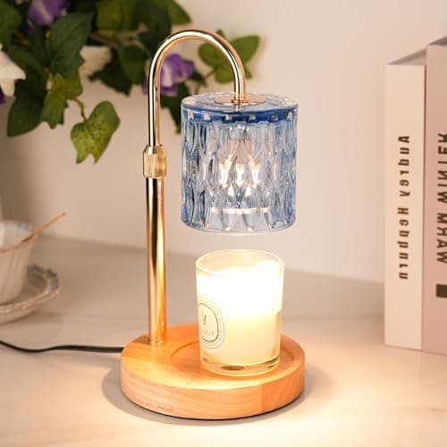 Image of HAIDOLIANG Candle Warmer Lamp with Timer and Dimmer, Height and Brightness Adjustable,Green Electric Wax Warmer with 2 Bulbs for Women Mom Gifts, Home Decor for Scented Jar Candles (Blue)