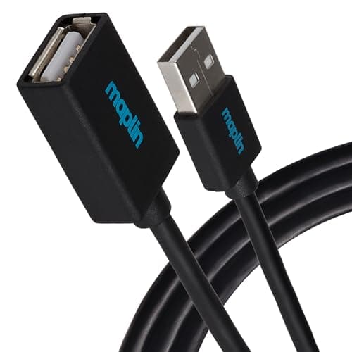 Image of Maplin USB-A Male to USB-A Female Extension Cable 0.5m Black