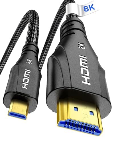 Image of Cratree 8k Micro HDMI to HDMI Cable 1M, 8K@60hz, 4K@120hz, Micro HDMI Ultra High Speed Support HDR eARC Dolby Compatible with GoPro Hero 7 6 5 4,Raspberry Pi 4,Sony Camera,Nikon