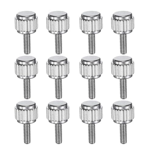 Image of sourcing map 12pcs Knurled Thumb Screws M2x6mm Stainless Steel Locking Screws Round Flat Head Knob Bolts for Slide Caliper Measuring Tool Accessories, Silver